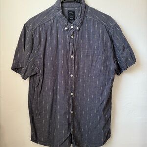 RVCA Men's Dark Blue Casual Button Down Shirt